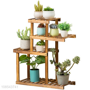 Wholesale multi tier solid wood plant stands indoor outdoor plant shelf