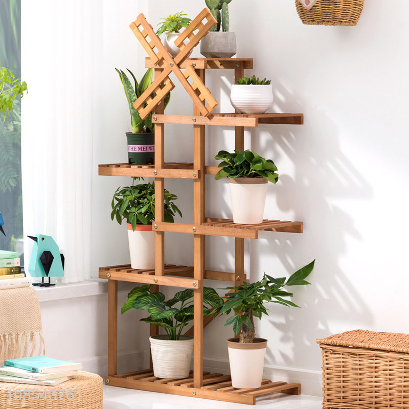 Hot selling solid wood flower stands multi-layer potted tall plant stand
