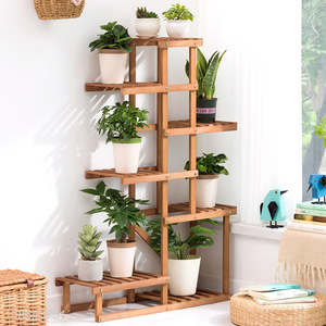 Wholesale multi-layer tall plant stand solid wood indoor flower stands