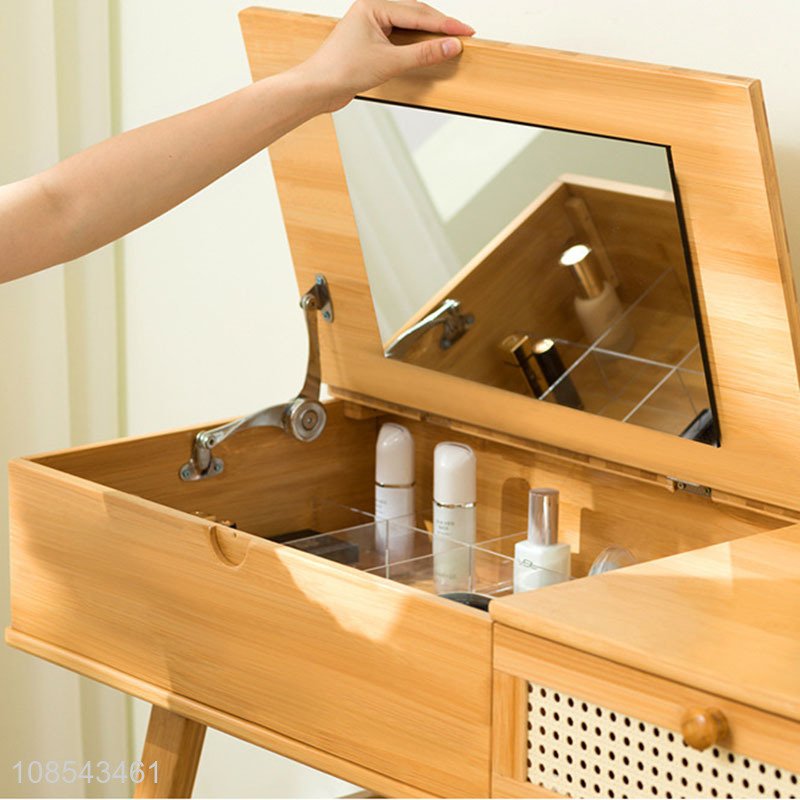 Wholesale bedroom wooden dresser storage cabinet with mirror for women