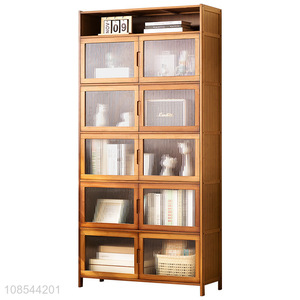 Top quality large capacity bamboo floor bookshelf bookcase