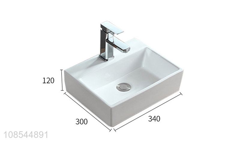 Good quality morden simple counter top ceramic vessel sink with faucet