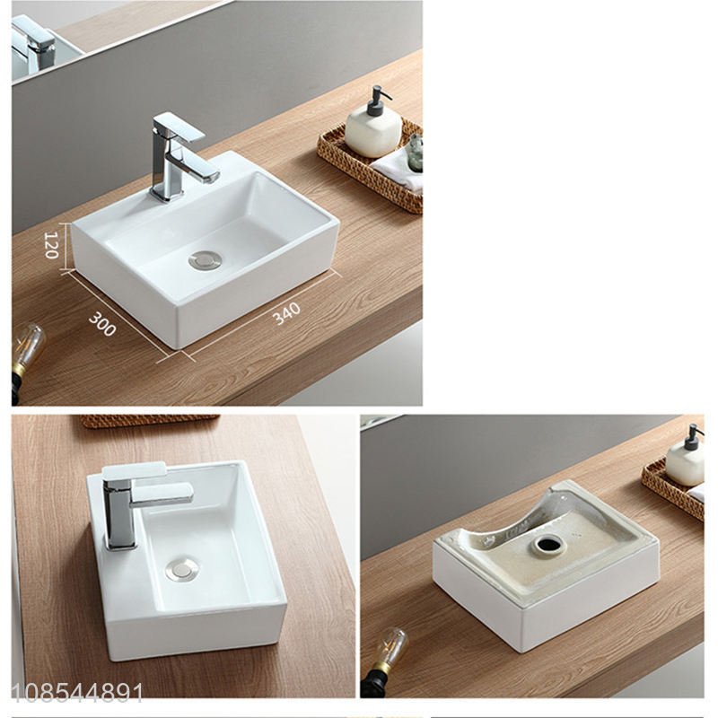 Good quality morden simple counter top ceramic vessel sink with faucet