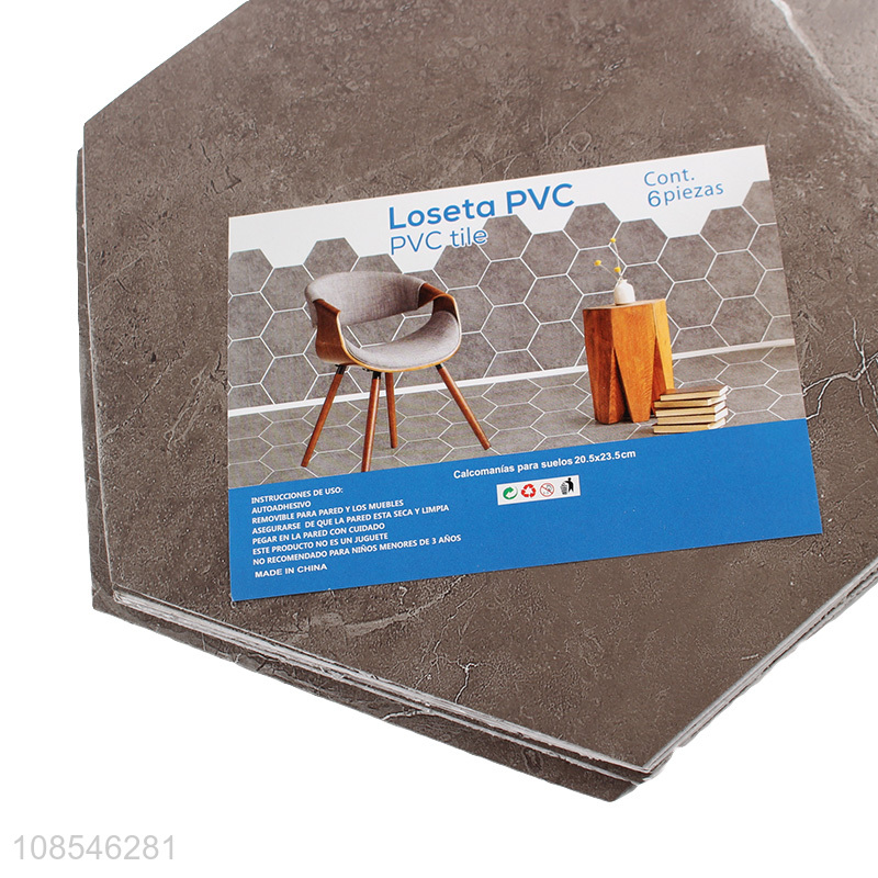 Wholesale hexagonal peel and stick pvc floor tiles plastic flooring