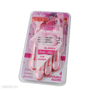 Wholesale from china triple blades disposable razor with rubber handle