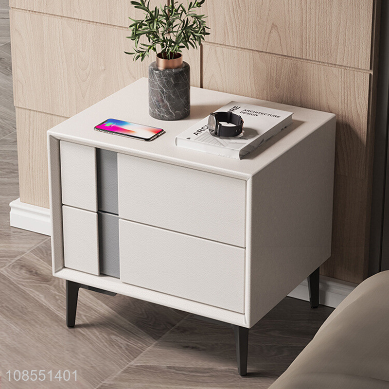 Top quality solid wood modern leather nightstands for sale
