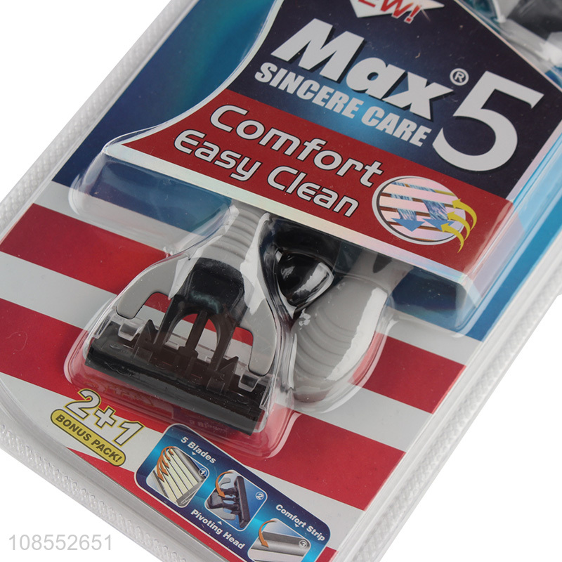 New product 5 blades disposable razors with lubricating strip
