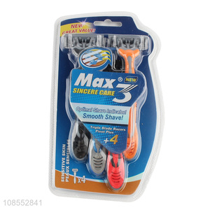 Good quality 3 blades disposable razors with lubricating strip for men