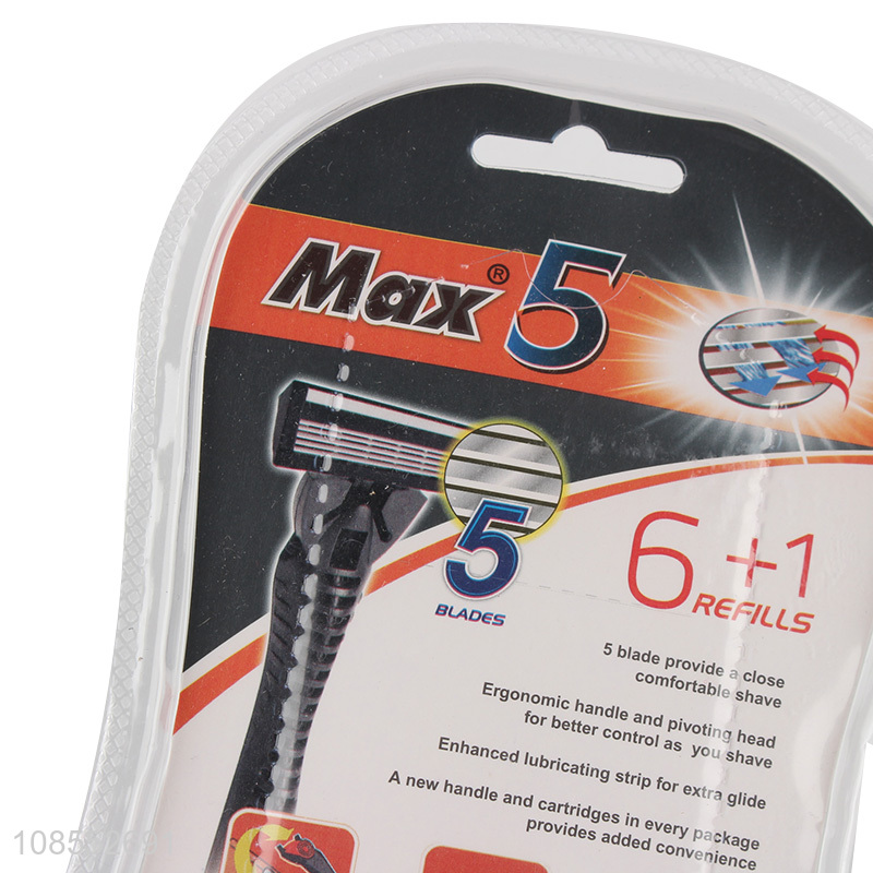 High quality 5 blades disposable razors with lubricating strip