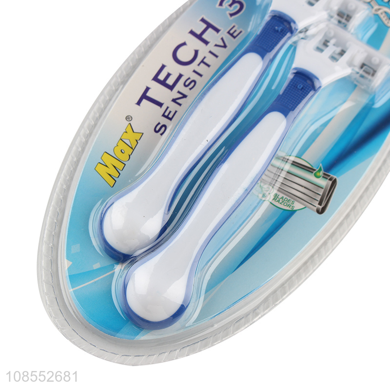 Suitable price 3 blades disposable razors with lubricating strip