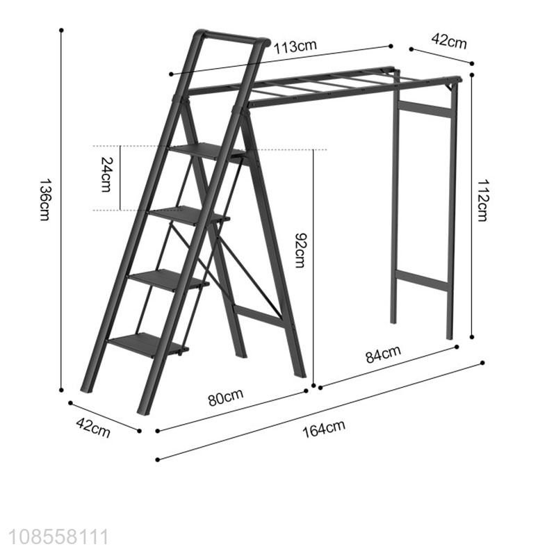 Low price multifunctional household folding drying rack telescopic ladder