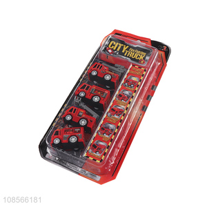 Good quality pull-back city fire fighting truck toy