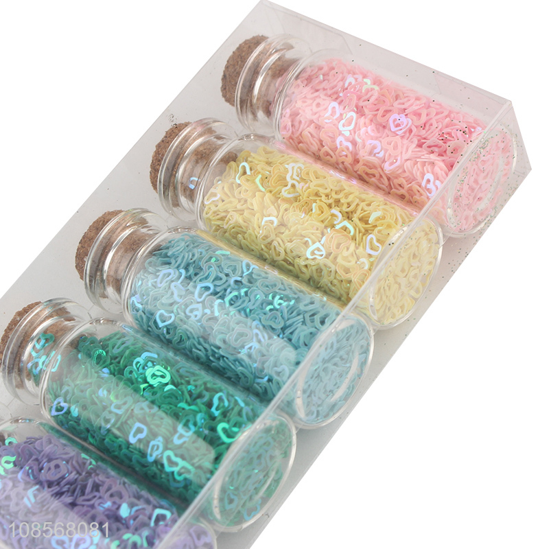 Hot items colourful heart shape nail art glitter stickers