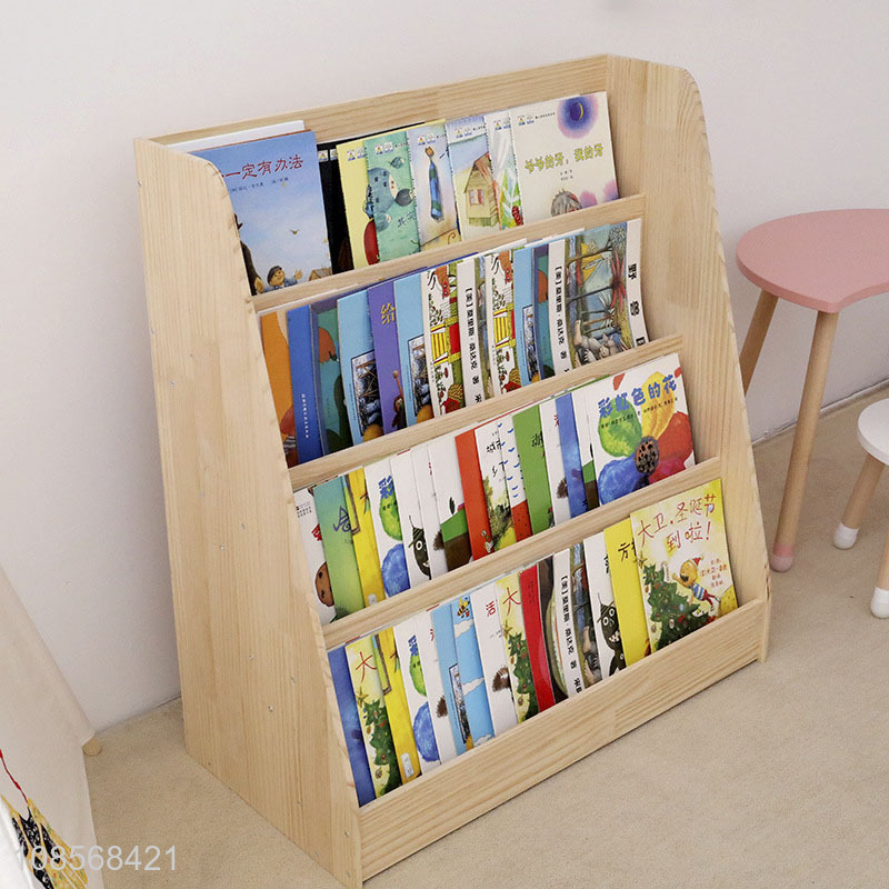 Hot sale four-layers wooden bookcase storage bookshelf for children