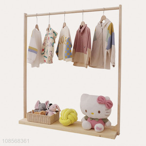 Low price bedroom wooden clothes storage rack for household