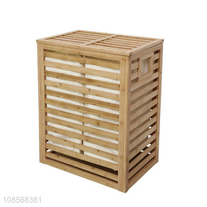 Popular products household bamboo laundry storage basket with lid