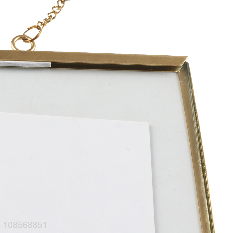 New design square gold iron art hanging photo frame for sale