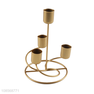 Hot selling golden metal candle holder iron candlestick
