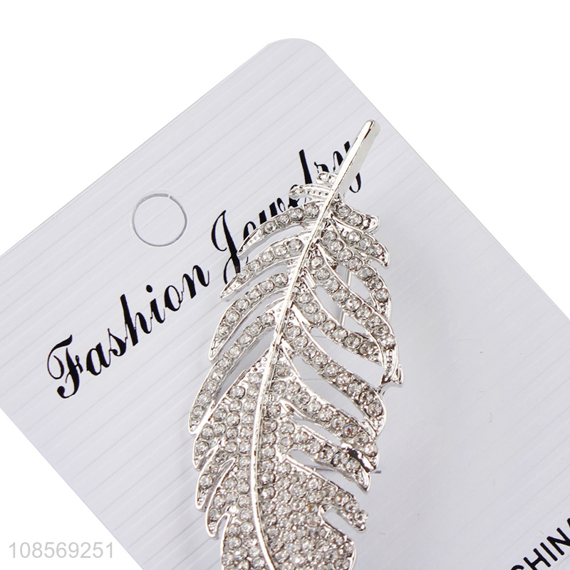 New products novelty silver feather brooch pin alloy brooch pin