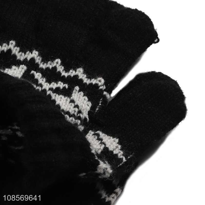 Factory direct sale winter knitted beanies hat set with gloves