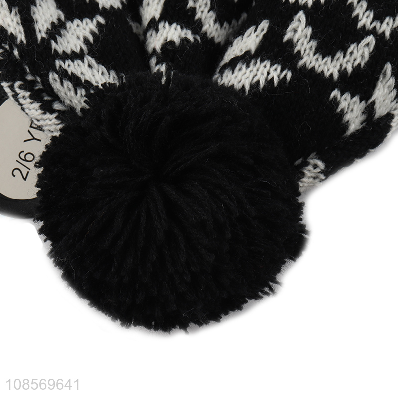 Factory direct sale winter knitted beanies hat set with gloves