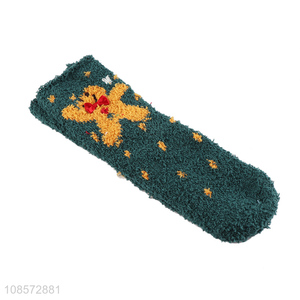 Best selling fuzzy christmas slipper socks polyester socks