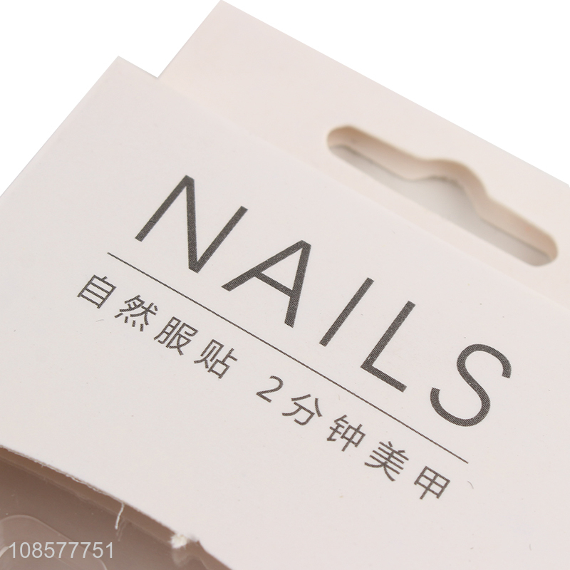 China wholesale portable 24pieces natural  fake nail decoration