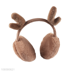 Wholesale cute antler <em>earmuff</em> plush faux fur earmuffs