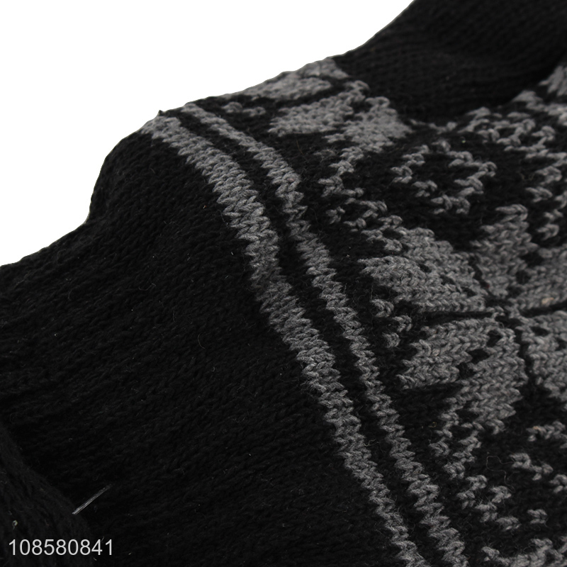 Wholesale men gloves snowflake pattern double layer knitted gloves