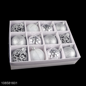 Wholesale 12pcs 6cm silver Christmas balls for Christmas tree decor