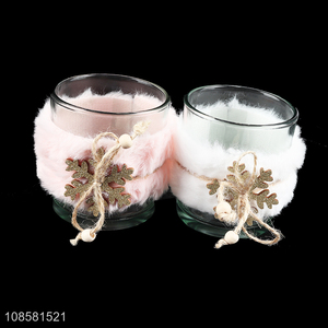 Wholesale Christmas glass candle holder empty glass candle jar
