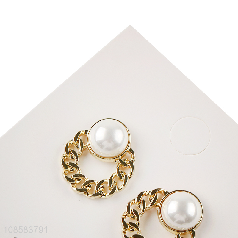Popular products round ladies pearl earrings ear studs for sale