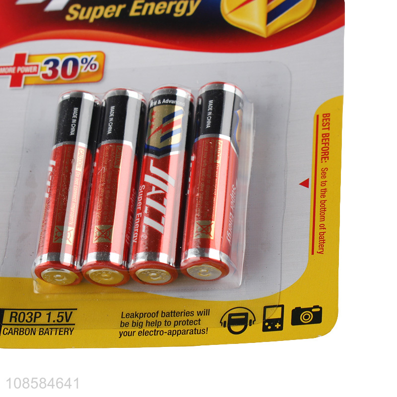 Wholesale cheap 4 pieces 1.5V AAA carbon-zinc batteries