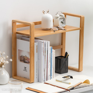 Wholesale simple office desktop bookshef small bamboo storage shelves
