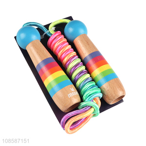 High quality colorful wooden handle skipping rope for kids