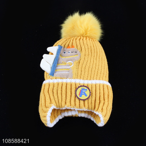 Good selling winter windproof children knitted earmuffs hat