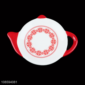 Wholesale creative teapot shaped ceramic plate Christmas plate