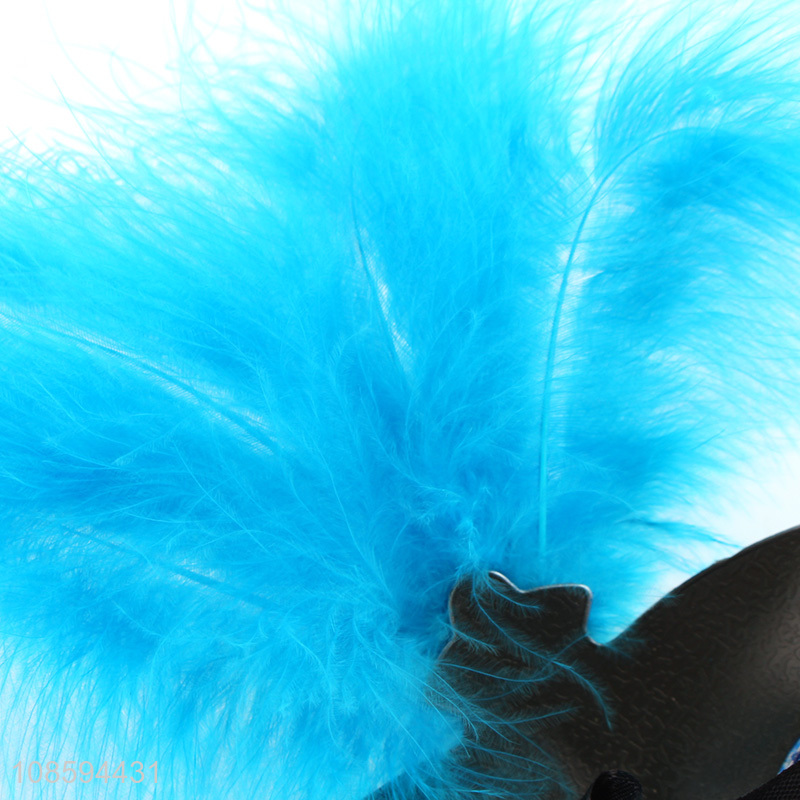 Best selling blue dancing party mask half face mask with feather
