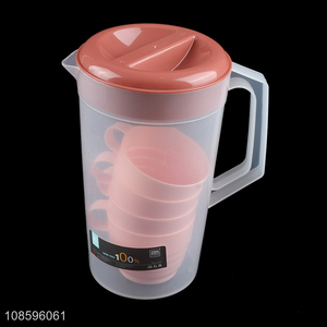 Factory supply 1800ml heat resistant plastic water jug with 4 cups