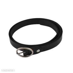 China factory black ladies fashion belt with round buckle