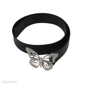 Hot items butterfly shape buckle women fashion pu belt waistband