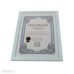 Factory price A4 certificate document frame plastic photo frame