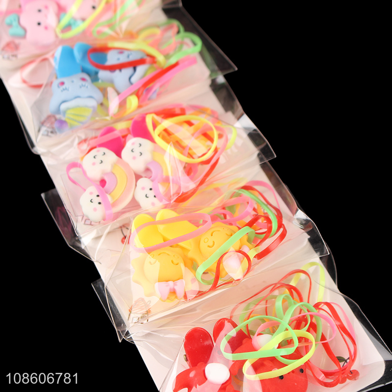 Hot selling children colourful hair ring hair rope hair clips set