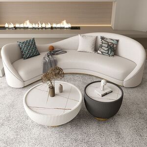 High quality curved cloth sofa faux sherpa sofa for living room