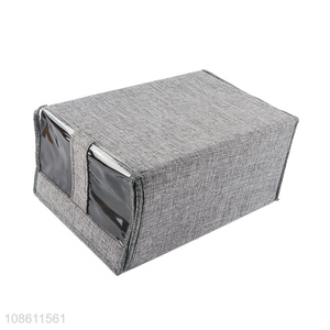 High quality large capacity foldable visible non-woven storage box with lid