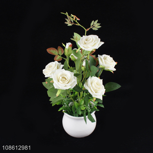 Latest products 6heads cloth artificial rose flower fake bonsai