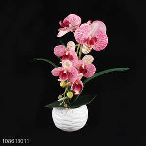 Top selling 7heads simulation flower with ceramic flower pot wholesale