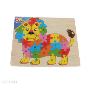 Good selling lion letter wooden puzzle toys for kids