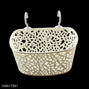 Latest design bathroom kitchen plastic storage basket with hook
