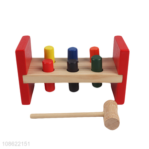 Wholesale wooden hammer toy pounding bench with pegs and mallet for kids